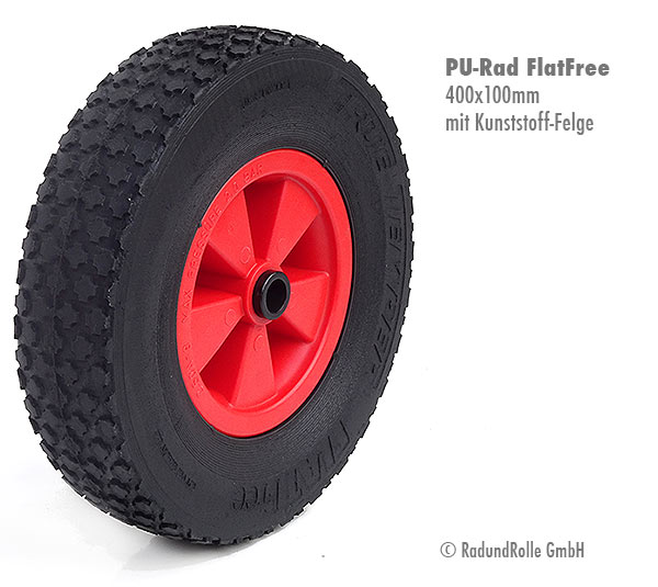 True Temper Flat Free Wheel 400x100mm (4.80/4.00-8) PU-Rad PP-Felge